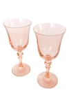 Estelle Colored Glass Set Of 2 Regal Goblets In Blush Pink