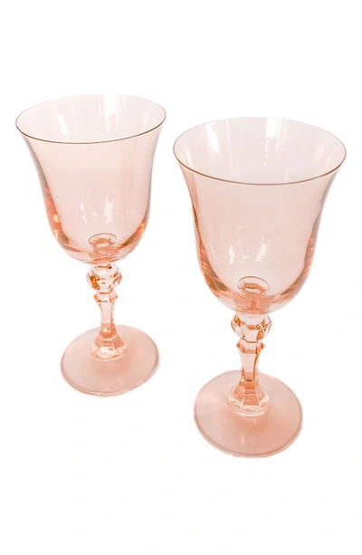 Estelle Colored Glass Set Of 2 Regal Goblets In Blush Pink
