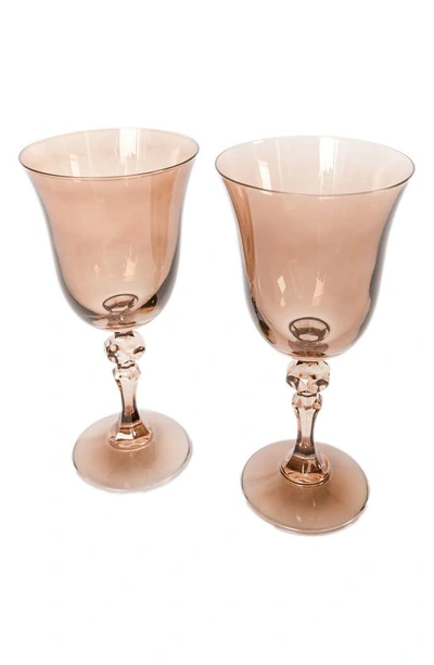 Estelle Colored Glass Set Of 2 Regal Goblets In Amber Smoke