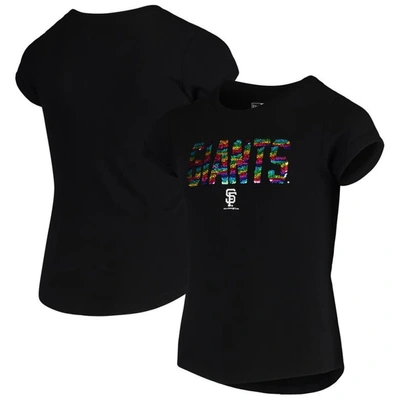 New Era Kids' Girls Youth  Black San Francisco Giants Flip Sequin T-shirt
