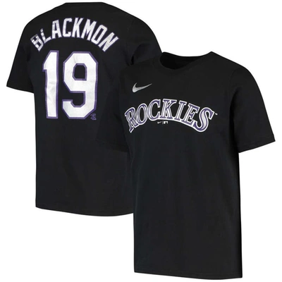 Nike Kids' Youth  Charlie Blackmon Black Colorado Rockies Player Name & Number T-shirt