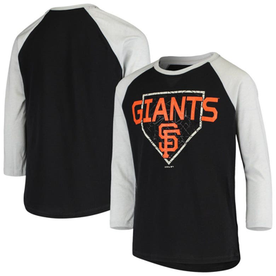 Outerstuff Kids' Youth Black San Francisco Giants Score Ultra Raglan 3/4-sleeve T-shirt