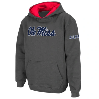 Stadium Athletic Kids' Youth  Charcoal Ole Miss Rebels Big Logo Pullover Hoodie