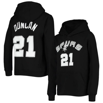 Mitchell & Ness Kids' Youth  Tim Duncan Black San Antonio Spurs Hardwood Classics Name & Number Pullover Ho