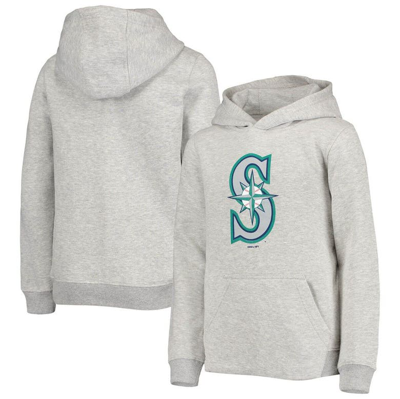 Zzdnu Outerstuff Kids' Youth Heathered Gray Seattle Mariners Primary Team Logo Pullover Hoodie In Heather Gray