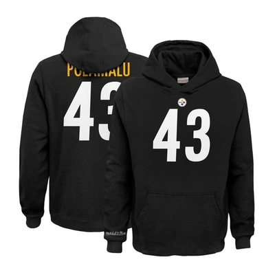 Mitchell & Ness Kids' Youth  Troy Polamalu Black Pittsburgh Steelers Retired Player Name & Number Pullover