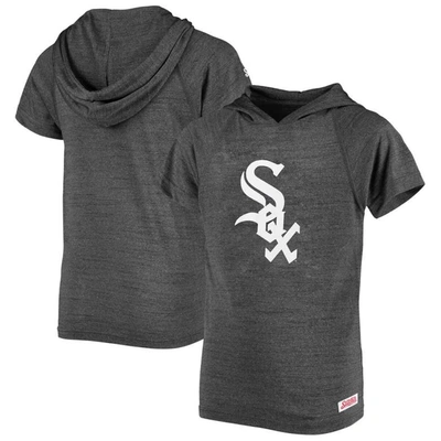 Stitches Kids' Youth  Heathered Black Chicago White Sox Raglan Short Sleeve Pullover Hoodie In Heather Black