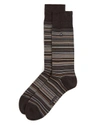 Cole Haan Multi Stripe Dress Socks In Chestnut Heather