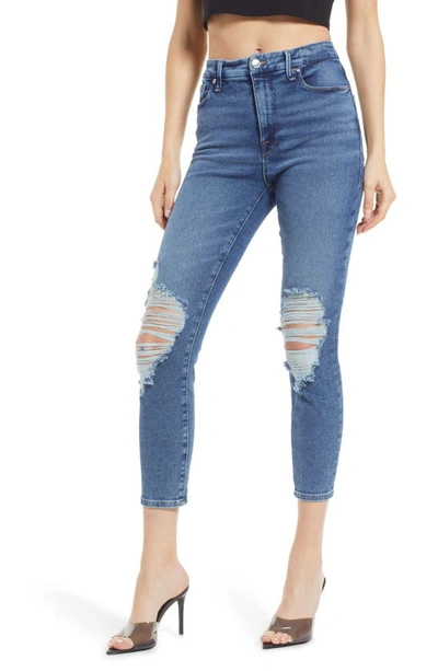 Good American Good Waist Ripped Crop Skinny Jeans In Blue855