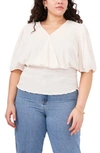 1.state V-neck Smocked Top In Soft Ecru