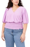 1.state V-neck Smocked Top In Violet Tulle