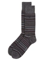 Cole Haan Multi Stripe Dress Socks In Charcoal Heather/port