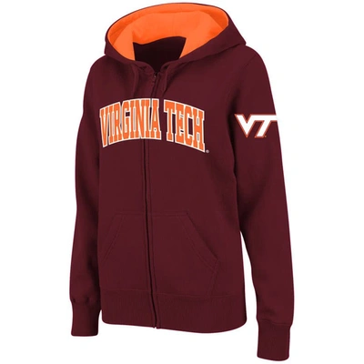 Colosseum Stadium Athletic Maroon Virginia Tech Hokies Arched Name Full-zip Hoodie