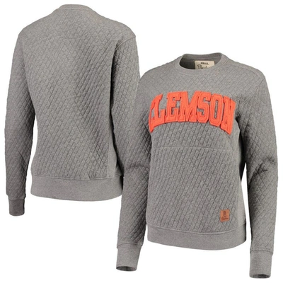 Pressbox Women's Heathered Gray Clemson Tigers Moose Applique Quilted Crewneck Sweatshirt