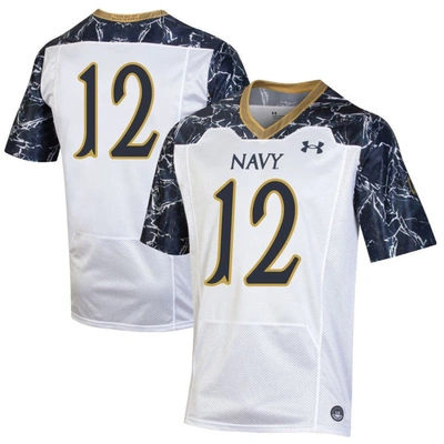 Under Armour #12 White/navy Navy Midshipmen 175 Years Special Game Replica Jersey