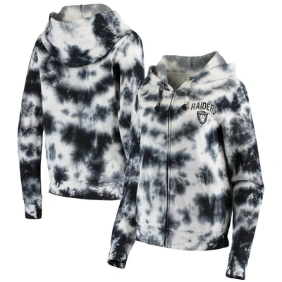 New Era Women's Black Las Vegas Raiders Tie Dye Fleece Full-zip Hoodie