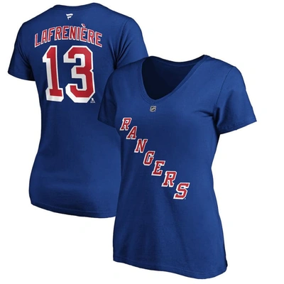Fanatics Branded Alexis Lafrenière Blue New York Rangers Authentic Stack Name & Number V-neck T-shir