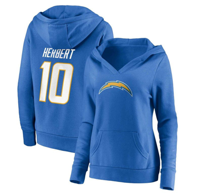 Fanatics Branded Justin Herbert Powder Blue Los Angeles Chargers Player Icon Name & Number V-neck Pu