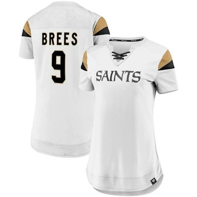 Fanatics Women's  Drew Brees White New Orleans Saints Athena Name And Number Fashion Top