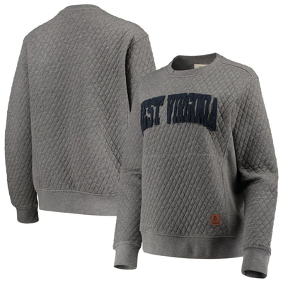 Pressbox Heathered Gray West Virginia Mountaineers Moose Applique Quilted Crewneck Sweatshirt