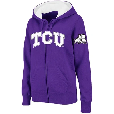 Colosseum Stadium Athletic Purple Tcu Horned Frogs Arched Name Full-zip Hoodie