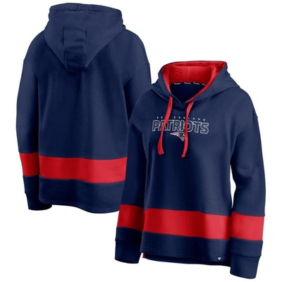 Fanatics Women's  Branded Navy And Red New England Patriots Colors Of Pride Colorblock Pullover Hoodi In Navy,red