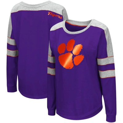 Colosseum Women's  Purple Clemson Tigers Trey Dolman Long Sleeve T-shirt