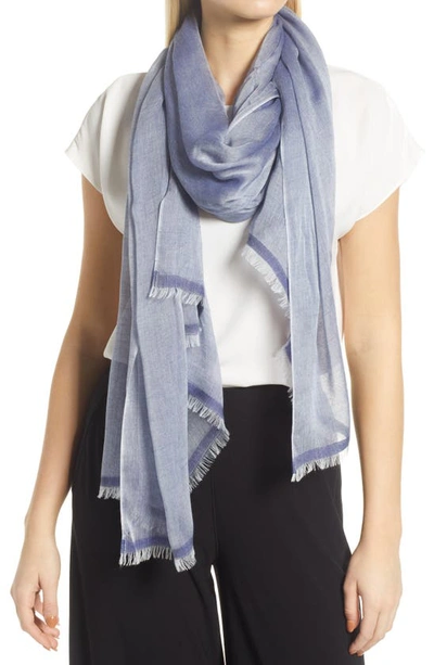 Nordstrom Modal & Silk Stripe Scarf In Navy