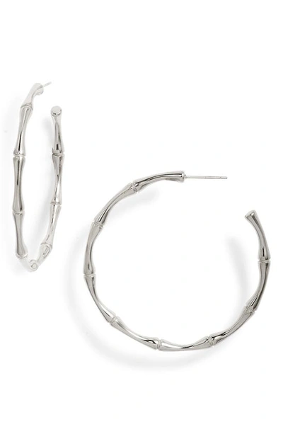 Knotty Textured Hoop Earrings In Rhodium