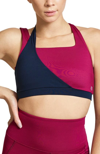 Eleven By Venus Williams Cotton Candy Colorblock Tennis Bra In Plum Goddess