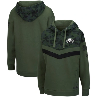 Colosseum Olive/camo Iowa Hawkeyes Oht Military Appreciation Extraction Chevron Pullover Hoodie