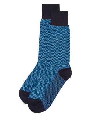 Bruno Magli Herringbone Dress Socks In Blue | ModeSens