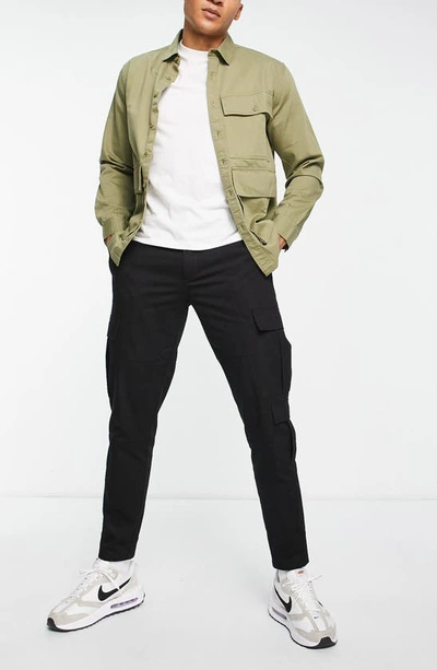 Topman Relaxed Washed Cotton Four Pocket Cargo In Black ModeSens