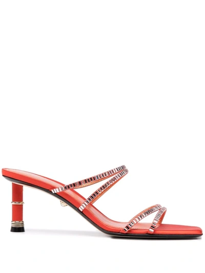 Alevì Conny Crystal-embellished Sandals In Orange