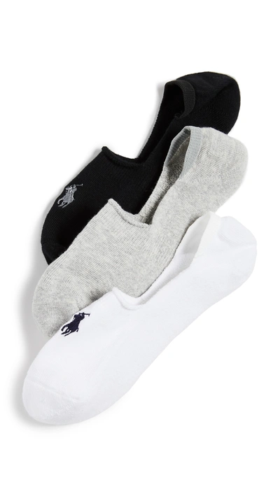 Polo Ralph Lauren Men's 3-pk. Sneaker Liner Socks In Black,grey,white