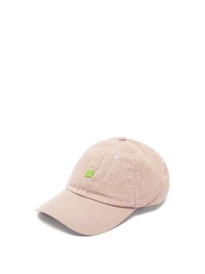 Acne Studios Womens Pink / Mustard Cunov Face-patch Striped Cotton Cap In Lilac