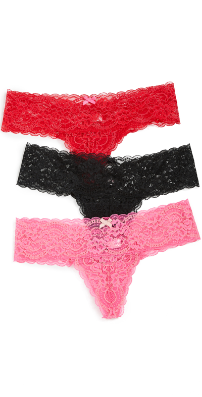 Skarlett Blue Obsessed Thong 3 Pack In Ruby Red/flamingo/boudoir/blk