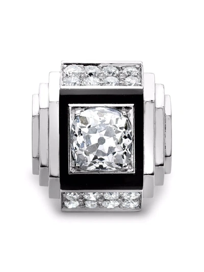 Pre-owned René Boivin  Platinum Art Deco Cocktail Diamond Ring In Silver