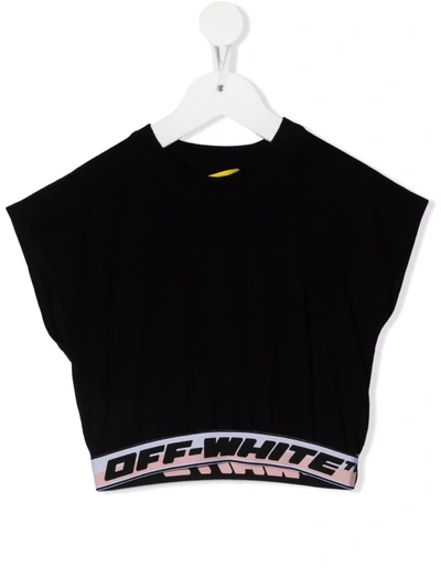 Off-white Kids' Logo-underband Short-sleeve T-shirt In Black
