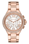 Michael Kors Michael  Camille Pavé Multifunction Bracelet Watch, 43mm In Rose Gold
