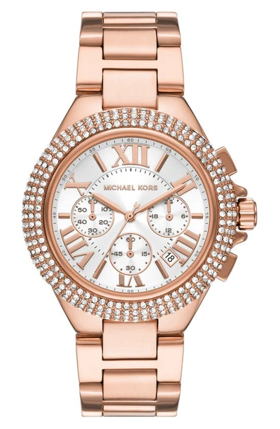 Michael Kors Michael  Camille Pavé Multifunction Bracelet Watch, 43mm In Rose Gold