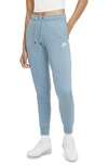 Nike Sportswear Essential Fleece Pants In Cerulean/ Heather/ White