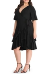 Kiyonna Miranda Wrap Dress In Black Noir