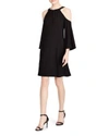 Ralph Lauren Lauren  Sequin-trim Cold-shoulder Dress In Black