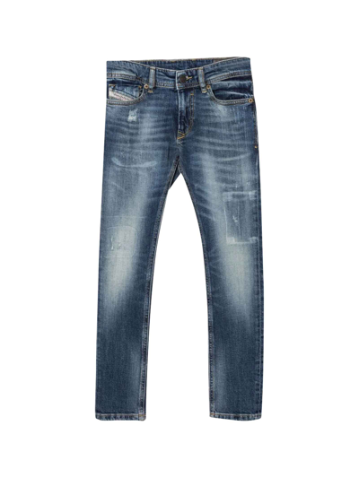 Diesel Kids' Straight-leg Cotton-blend Jeans In Denim