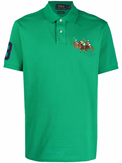 Polo Ralph Lauren Triple-pony Embroidered Cotton Polo Shirt In Cruise Green