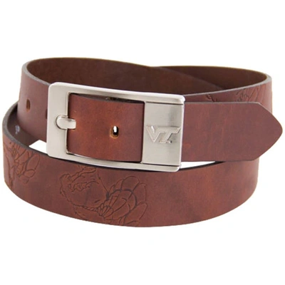 Eagles Wings Virginia Tech Hokies Brandish Leather Belt In Brown