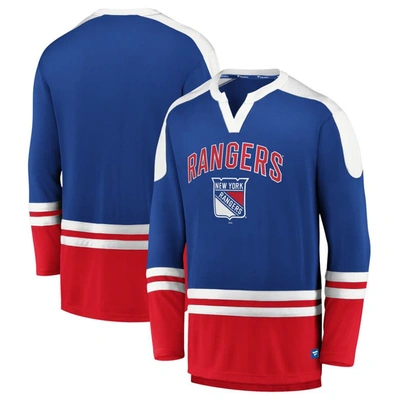 Fanatics Branded Blue/red New York Rangers Iconic Slapshot Long Sleeve T-shirt