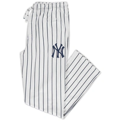 Concepts Sport Men's White, Navy New York Yankees Big And Tall Pinstripe Sleep Pants In White,navy