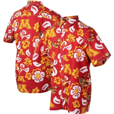 Wes & Willy Maroon Minnesota Golden Gophers Floral Button-up Shirt